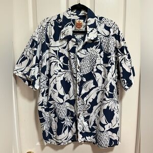 Duke Kahanamoku Shirt Adult Large Blue Floral Hawaiian Cabana Camp Vintage